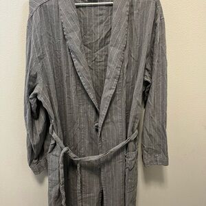 Brooks Brothers Gray Striped Robe with Belt
